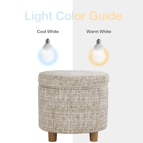 Image of HomePop 19 inch Round Storage Ottoman - Cream Textural Woven