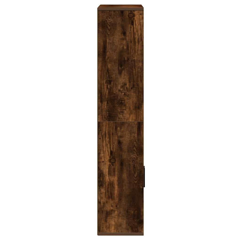 Regał na książki dąb wędzony 60 x 24 x 120 cm, materiał drewnopochodny z drzwiami i miejscem do przechowywania do salonu, gabinetu, korytarza, biblioteki, przechowywania, ścianka działowa