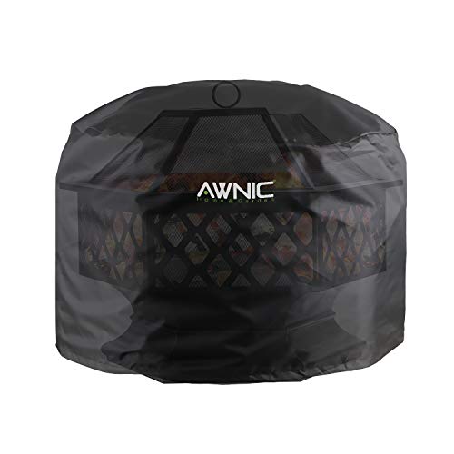 Awnic Feuerschale Abdeckung Heizstrahler Feuerstelle Schutzhülle füru00a0Runde Terrassen-Feuerstelle Funkenschutz Heizstrahlerabdeckungen TÜV Rheinland Zertifikat 420D Polyester Ø80u00d750cm