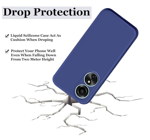 Image of A rtistque Liquid Silicone Back Cover Case for Oppo A17 / Oppo A17k Shockproof TPU Soft Flexible with Camera Protection - Blue