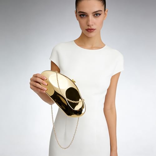 Image of Acrylic Clutch Purse for Women Formal Evening Bag Shell Shape Clutch Handbags with Chain for Party Wedding Prom