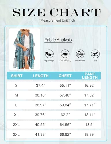 Women's Floral Print Puff Sleeve Kimono Cardigan Loose Cover Up Casual Blouse Tops