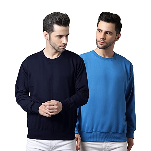 Image of Mack Jonney Fleece Round Neck Solid Sweatshirt for Men (Pack of 2)-SW RRN NVY BLK 02-P