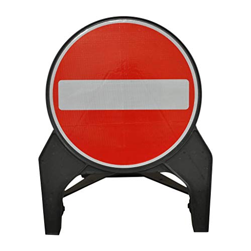 Image of Street Solutions UK - 750mm Circle Road Q-Sign 'No Entry' - Plastic with Folding Leg