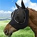 Prevent Mosquito Elastic Mesh Horse Face Shields Breathable Head Cover Hood Riding Equestrian Equipment for Horse(Black)