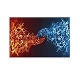 Element War Wall Decor, Red Vs Blue Artwork, Ice Heat Printed, Heat And Cold Canvas, Abstract Fire ALiving Room Bedroom Room Decor Poster Wall Art Print Dining Room Home Decor Painting Office Poster20