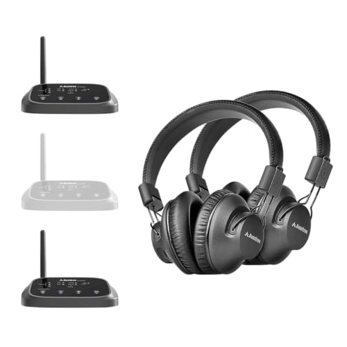 Avantree Shift - Wireless TV Multiple Headphones Pack, Ideal for Watching 2 or More TVs, with Cross-Compatibility, Pass-Through, Long Range, Scalable to 3 Transmitters and 100 Headphones
