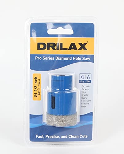 1 1/2 Inch Diamond Core Hole Saw Professional Series Heavy Duty Masonry Drill Bit For Concrete, Granite, Quartz, Porcelain, Ceramic, Tile, Brick, Cinder Blocks Vacuum Brazed Technology 5/8"-11 Thread Connection For Angle Grinders 1.5 Inch Diameter #TOP1