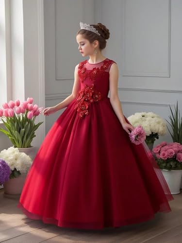 Teen Girls Large Mesh Long Dress Elegant Evening Gown for Performance2