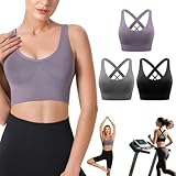 GALASALA Brasier Deportivo Mujer 3 Piezas, Top Deportivo Mujer con Copas Acolchadas Extraíbles, Brasier Sin Varillas...