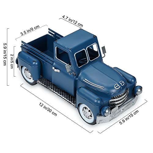 Flhjyf Farmhouse Blue Truck Decor, Vintage Metal Truck Table Decor, Decorative Farm Tabletop Storage & Garden Pickup Trucks Planter, Fall Coffee Desk Centerpiece & Car Model Gifts #TOP1