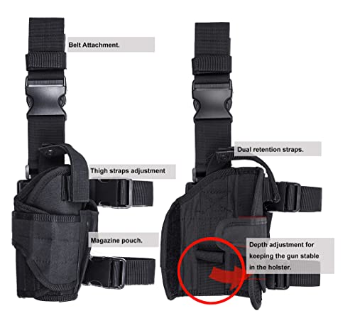 Drop Leg Holster Molle Airsoft Holster Thigh Pistol Gun Holster Tactical Adjustable Right Handed Carlebben (Tan) #TOP4