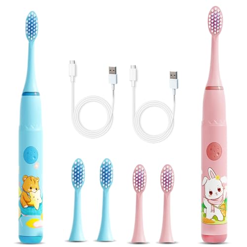 Image of Sonic Electric Toothbrush for Adults with 3 Brush Heads & 4 Cleaning Modes, Rechargeable Electric Toothbrush with 2 Minute Timer & 18000 Strokes /min with 30 days Long Battery Life (Blue, Pink)