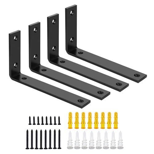 SAYAYO Escuadras para Estanterias de Alta Resistencia 175mm Escuadras Metalicas Soporte Estanteria Pared 4 Piezas Soportes para Estanterías Flotantes Invisibles Capacidad de Carga 50 KG, EJZX23107B-4P
