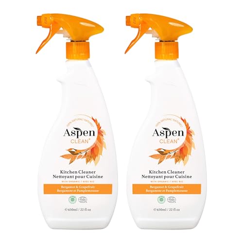 AspenClean | Kitchen Spray Cleaner | Plant-Based Degreaser for Grease & Grime | Multi-Surface Cleaner | Non - Toxic | 100% Natural | EWG Verified | Pack of 2