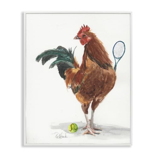 Chicken Hen Tennis Farmhouse Charm, 11 x 14 Inch Framed Giclée Print
