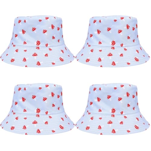 Chapeau seau champignon en coton sky-blue idéal pour vos journées de plage et escapades d'été