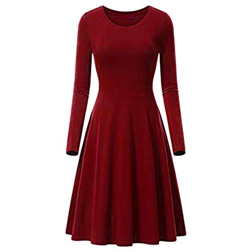 Dresses for Womens, FORUU Christmas Thanksgiving Friday Monday Under 10 Fashion Womens O-Neck Pure Color Long Sleeve Casual A-line Cotton Mini Dresses for Womens, FORUU Christmas Thanksgiving Friday Monday Under 10 Fashion Womens O-Neck Pure Color Long Sleeve Casual A-line Cotton Mini