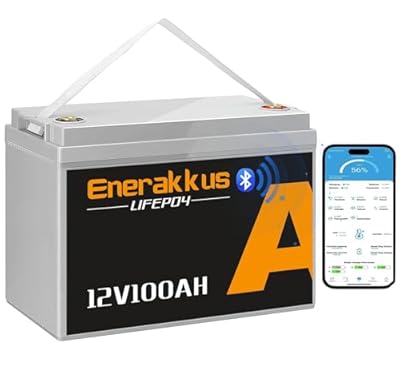 Enerakkus 12V 100AH LiFePO4 Battery Bluetooth, Group 31 Lithium Batteries, 15000+ Deep Cycles Battery, Built-in 100A BMS Lithium Battery 12 Volt for Trolling Motor, RV, Solar Systerm, Marine, Camping