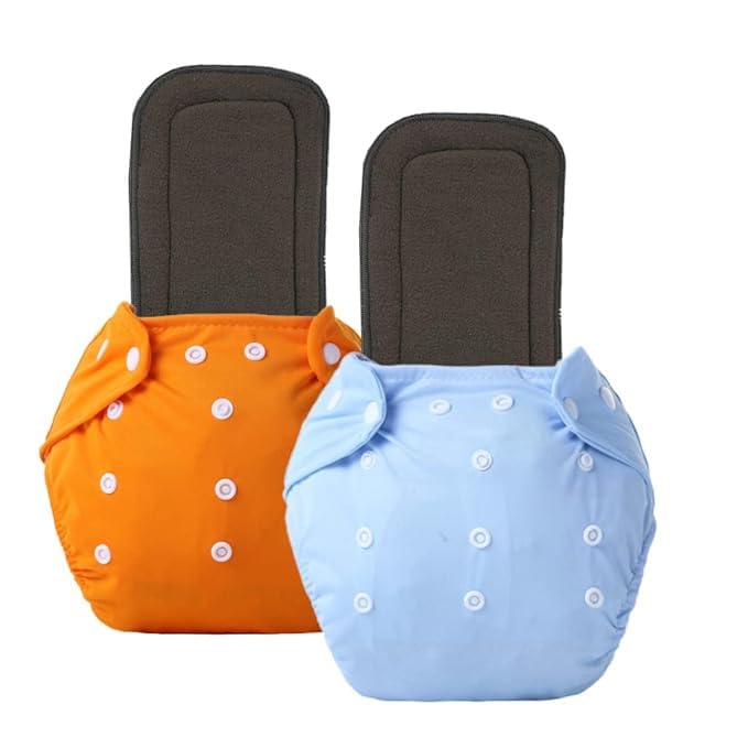P-BEAUTY Baby Diaper Premium Cloth Cotton Diaper Reusable, Adjustable Size, Waterproof, Pocket Cloth Diaper Nappie Pack of 2 | DHR018