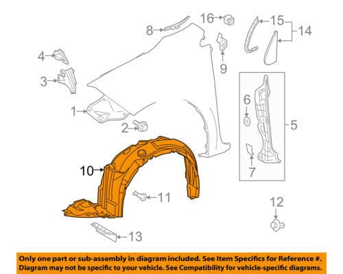 Parts N Go Fender Liner W/ Clips For 2017-2019 Corolla Front Left Driver Side To1248210 5387602660 #TOP6