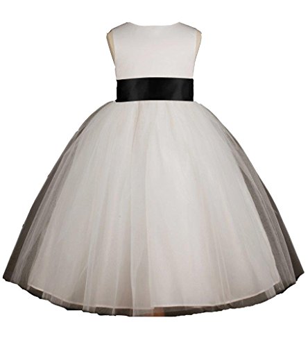 Pink Promise Flower Girl's Ivory Wedding Pageant V-Back Ankle Length Dress2