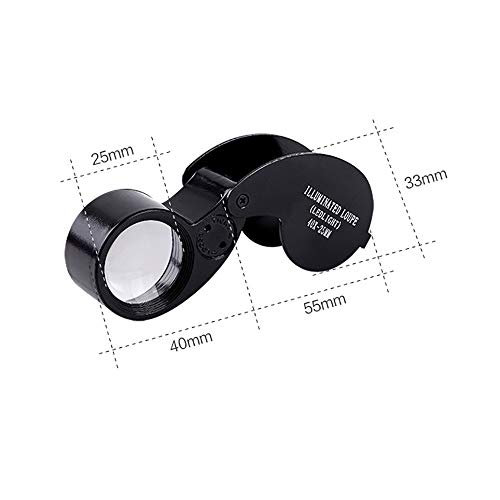 Loupe bijoux 40 fois LED portable noire pour identification de jade