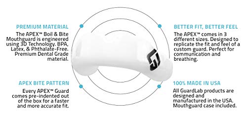 Image of GuardLab APEX Mouthguard for Sports | Boil and Bite Hockey, MMA, and Football Mouthpiece with 3D Technology | Tackle and Flag Football Gear for Kids and Adults