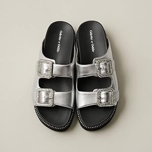 超美品オデットエオディール　ビジューダブルベルトフラットサンダル　23センチ Amazon | [オデットエオディール] ビジューダブルベルト