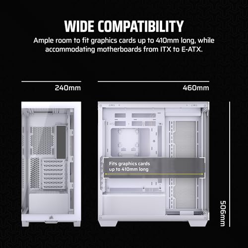 CORSAIR 3500X Mid-Tower ATX PC Case – Panoramic Tempered Glass – Reverse Connection Motherboard Compatible – No Fans Included – White by Corsair - Image 6