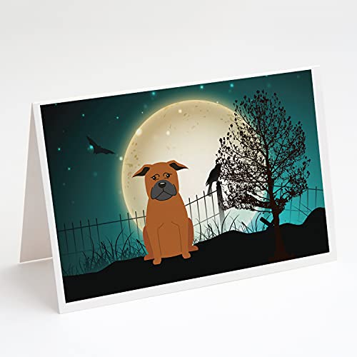 Caroline's Treasures BB2301GCA7P Halloween Scary Chinese Chongqing Dog Greeting Cards and Envelopes Pack of 8 Blank Cards with Envelopes Whimsical A7 Size 5x7 Blank Note Cards