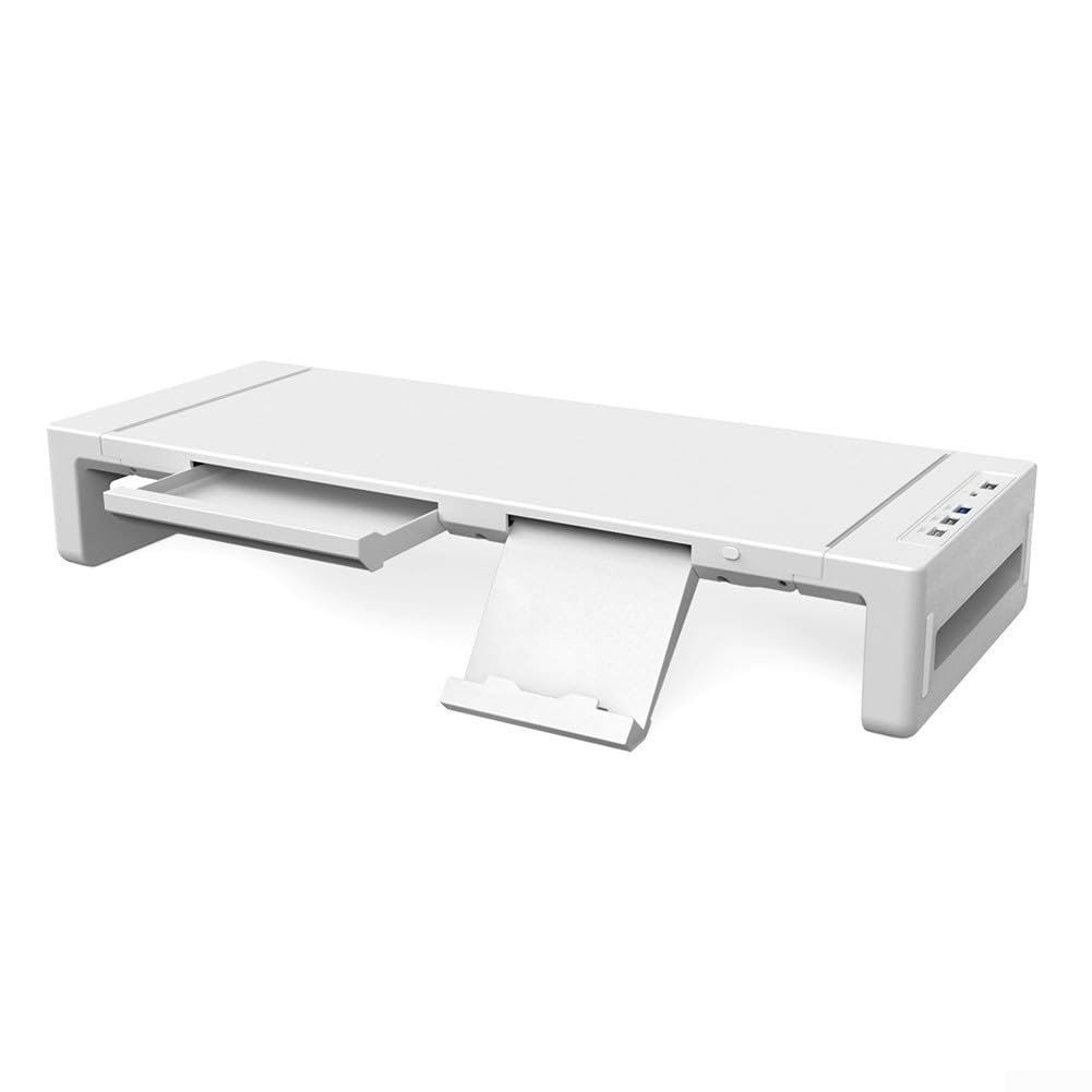 Supporto ergonomico per monitor con spazio di archiviazione e RGB per illuminazione, supporto per computer regolabile in altezza con porte USB, organizer da scrivania per laptop e PC, robusta
