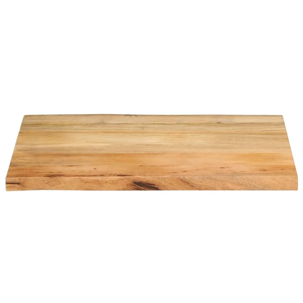 Piano da tavolo in legno massiccio con bordo ad albero, 70 x 60 x 2,5 cm, finitura naturale in legno di mango, piano di lavoro rustico per scrivania e tavolo da pranzo, unico