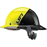 Lift Safety DAX Fifty 50 Carbon Fiber Full Brim Hardhat Hi Vis Yellow & Black ANSI Compliant 6 Point Suspension Triple Reinforced Crown
