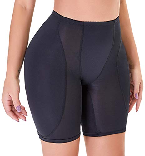 EMILYLE Femme Culotte Sculptante Rembourrée Taille Haute Shapewear Remonte Fesses avec Coussinet Amovible, 1 Noir M