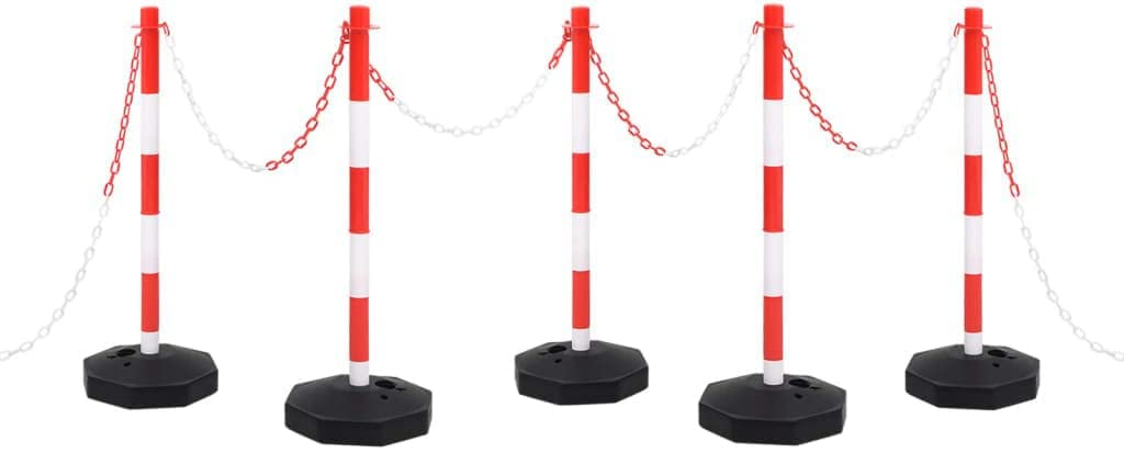 DMS-SET 5 COLONNINE DELIMITAZIONE PARCHEGGIO + 8 MT CATENA PLASTICA + GANCI AD ESSE