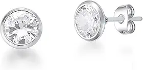 Brinco Solitário Masculino Zircônia Aço Inox Antialérgico