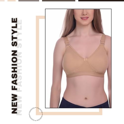 Image of Viral Girl Women's Wire-Free Cotton Hosiery Bra | Non-Padded, Full Coverage, Adjustable Straps | Soft Comfortable Innerwear with Hook & Eye Closure for Everyday Use
