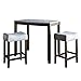 Nathan James Viktor 3 Piece Dining Set, Heigh Kitchen Counter Pub or Breakfast Table with Marble Top and Fabric Wood Base Seat, Gray/Dark Brown