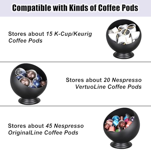 ELLDOO Coffee Pod Holder, Black Metal Coffee Pod Storage for K Cup Nespresso Vertuo Keurig, Creamer Organizer Candy Bowl Fruit Snacks Jar for Countertop Kitchen Breakroom by ELLDOO - Image 3