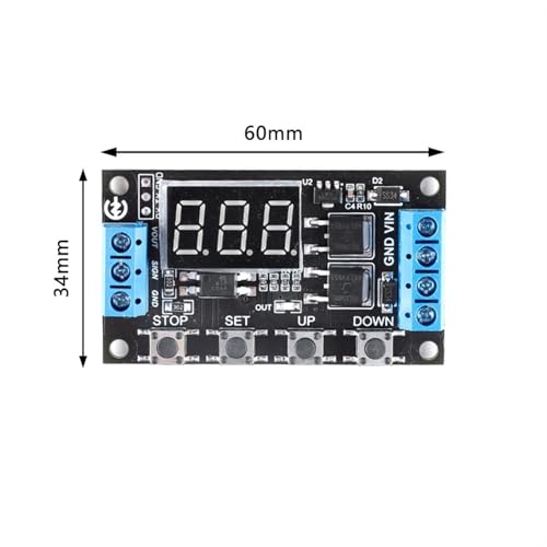 Placa de retardo de ciclo MOS 5V-30V con pantalla LED de tres dígitos 3