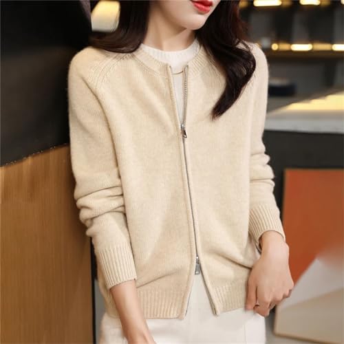 Women's Woolen Knitted Winter Thicken Sweaters Cardigan Long Sleeve O-Neck Jacket Casual Zipper Coats3