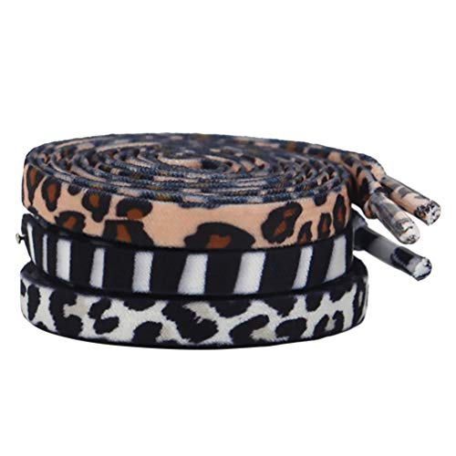 Pretyzoom 3 pairs animal shoe laces leopard cow zebra thick fat s…