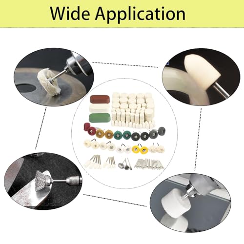 246PCS Polishing Buffing Wheel Polishing Kit for Dremel, Felt Wool Pad Set with Polish Compound, Wheel Grinding Head Point & Mandrel Kit Accessories Tools with 1/8\" Shank for Jewelry Metal Polishing - Thumbnail 6