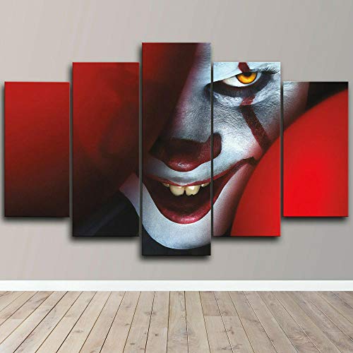 5 Panel/Set Lienzos Handart Cuadro En Lienzo Cinco Partes HD Clásico Óleo Impresiones Decorativas Cartel Arte Pared Pinturas Hogar Lienzo Película De Terror Terrorista De Pennywise