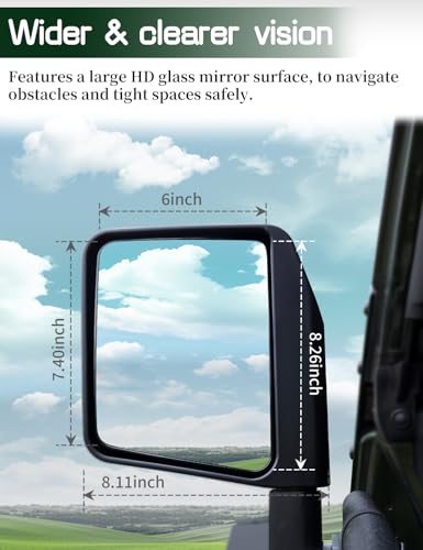 Image of JROAD Side Mirrors for Half Doors Side View Mirrors for Tubular Doors Compatible with Jeep Wrangler TJ JK JL Gladiator JT 1997-2025 -1 Pair