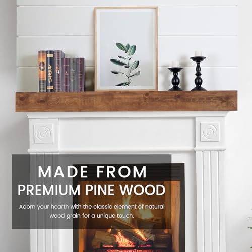 G GOOD GAIN Fireplace Mantel 60inch - Solid Wood Mantel Shelf Handcrafted Rustic | Floating Mantle Shelves Decor for Wall, Bedroom, TV, Books, Livingroom（DarkWalnut） by G GOOD GAIN - Image 3