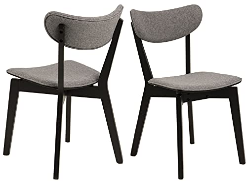AC Design Furniture Roxanne Esszimmerstühle 2er Set, H: 79,5 x B: 45 x T: 55 cm, Grau/Schwarz, Stoff/Gummibaumholz, 2 Stk.