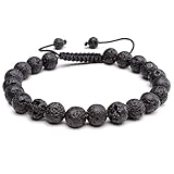 JOVIVI Lava Rock Stone Anxiety Bracelet Women Men Healing Crystal Black Volcanic Stone Worry Beads Aromatherapy Essentail Oil Diffuser Bracelet Jewellery Gifts