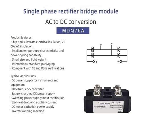 Module de pont redresseur monophasé MDQ75A36V pour circuit électrique